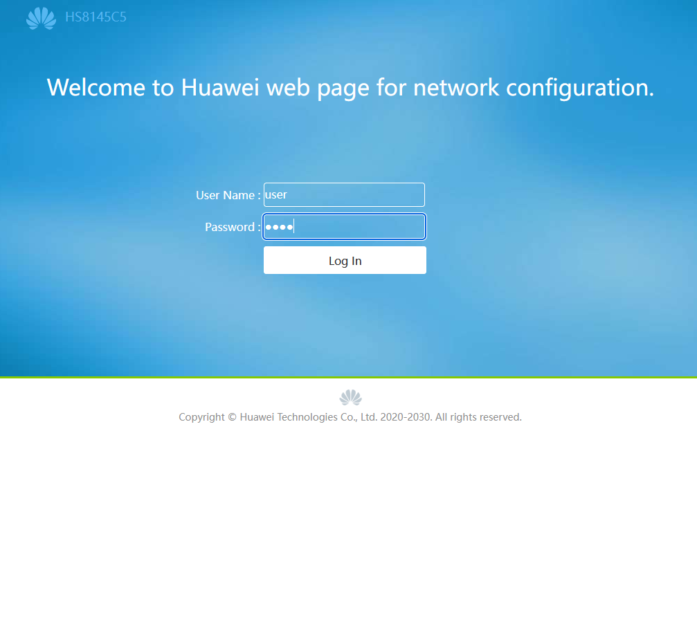 Halaman Login Huawei